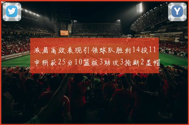 浓眉高效表现引领球队胜利14投11中斩获25分10篮板3助攻3抢断2盖帽